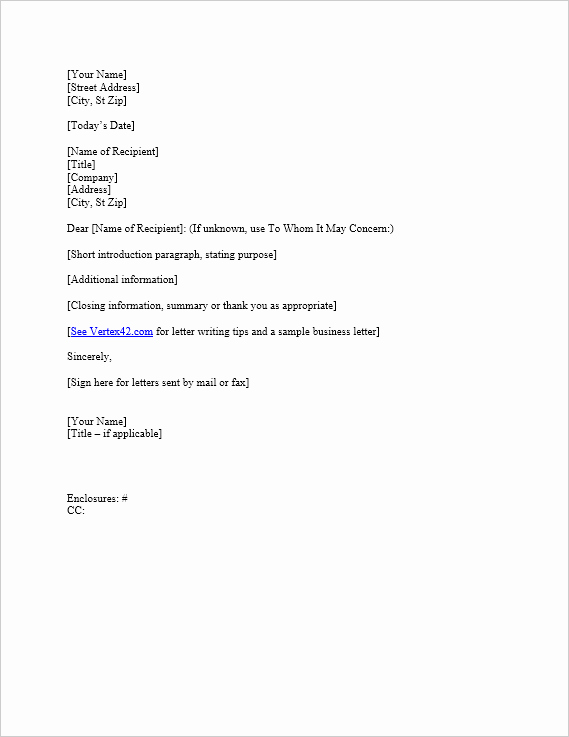 Business Letter format Microsoft Word Unique Business Letter Template for Word