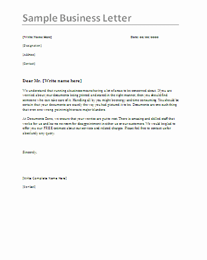 Business Letter format Template Word Luxury Business Letter Sample