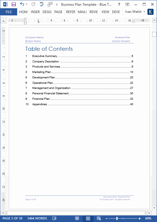 Business Plan Template Microsoft Office Fresh Business Plan Templates 40 Page Ms Word 10 Free Excel