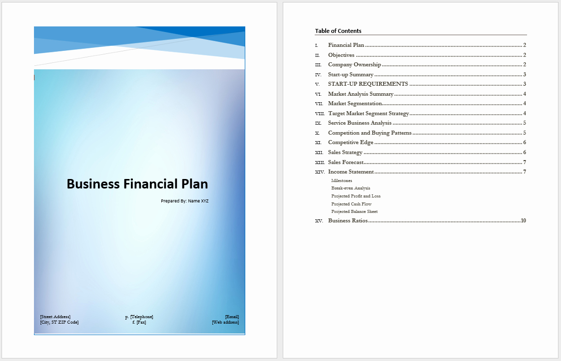 Business Plan Template Microsoft Office Luxury Business Financial Plan Template – Microsoft Word Templates