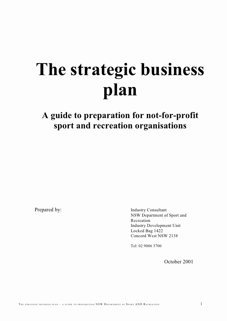 Business Plan Title Page Template New the Strategic Business Plan
