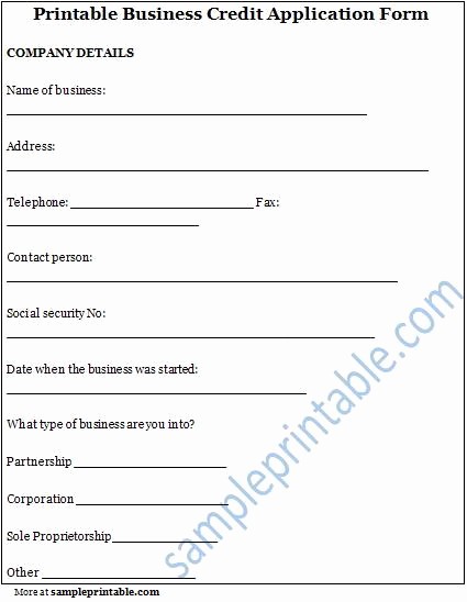 Business to Business Credit Application Beautiful Business Credit Application form Printable Business