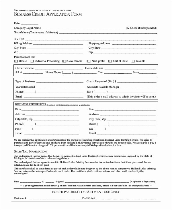 Business to Business Credit Application Best Of 61 Simple Application forms &amp; Templates