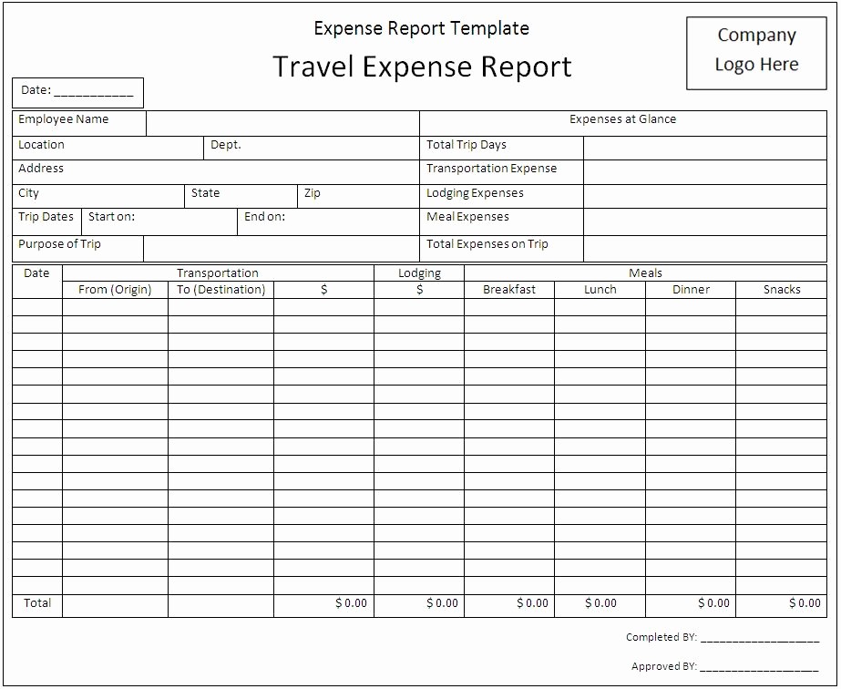 Business Travel Expense Report Template Fresh Expense Report Template