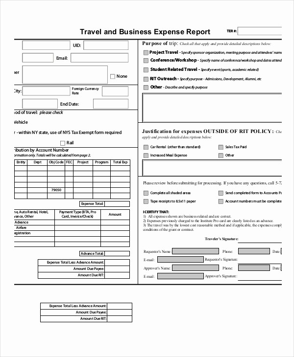 Business Travel Expense Report Template Inspirational Expense Report 11 Free Word Excel Pdf Documents
