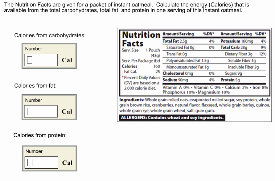 Calculate Fat Percentage In Food New the Nutrition Facts are Given for A Packet Inst