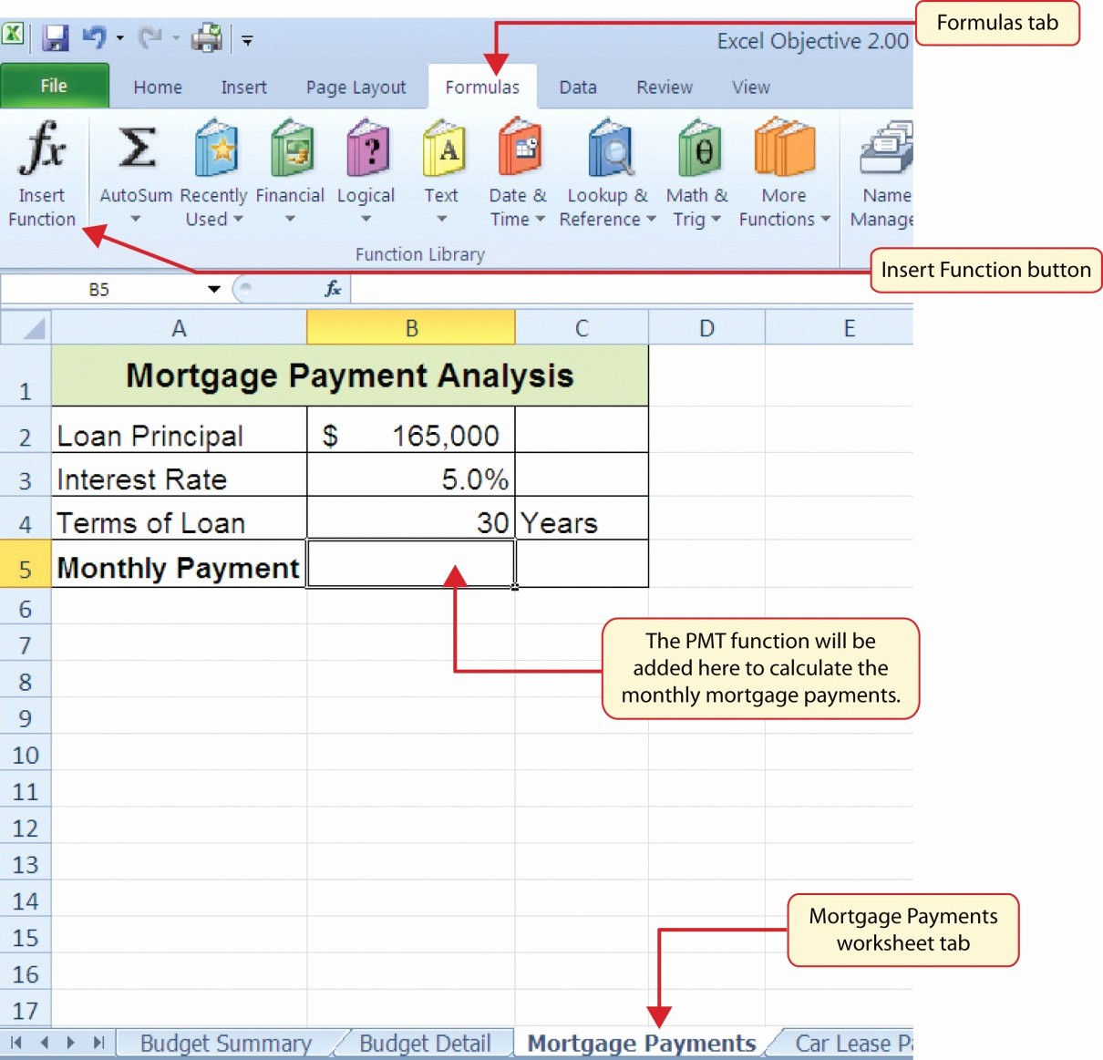 Calculate Monthly Mortgage Payment Excel Elegant 2 3 Functions for Personal Finance – Beginning Excel