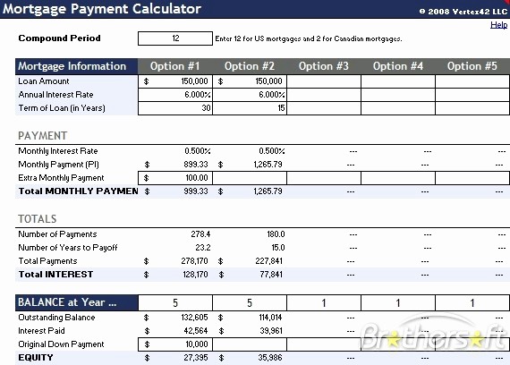 Calculate Monthly Mortgage Payment Excel Fresh Download Free Vertex42 Mortgage Payment Calculator