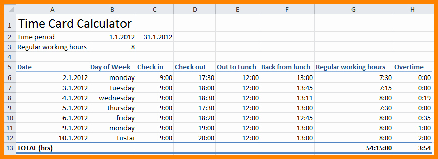 Calculate Time Card In Excel Fresh 7 Timesheet Calculator with Breaks