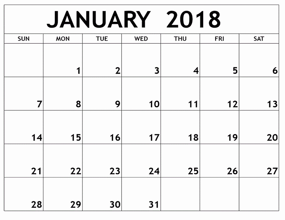 Calendar 2018 Printable with Holidays Beautiful Free January 2018 Printable Calendar