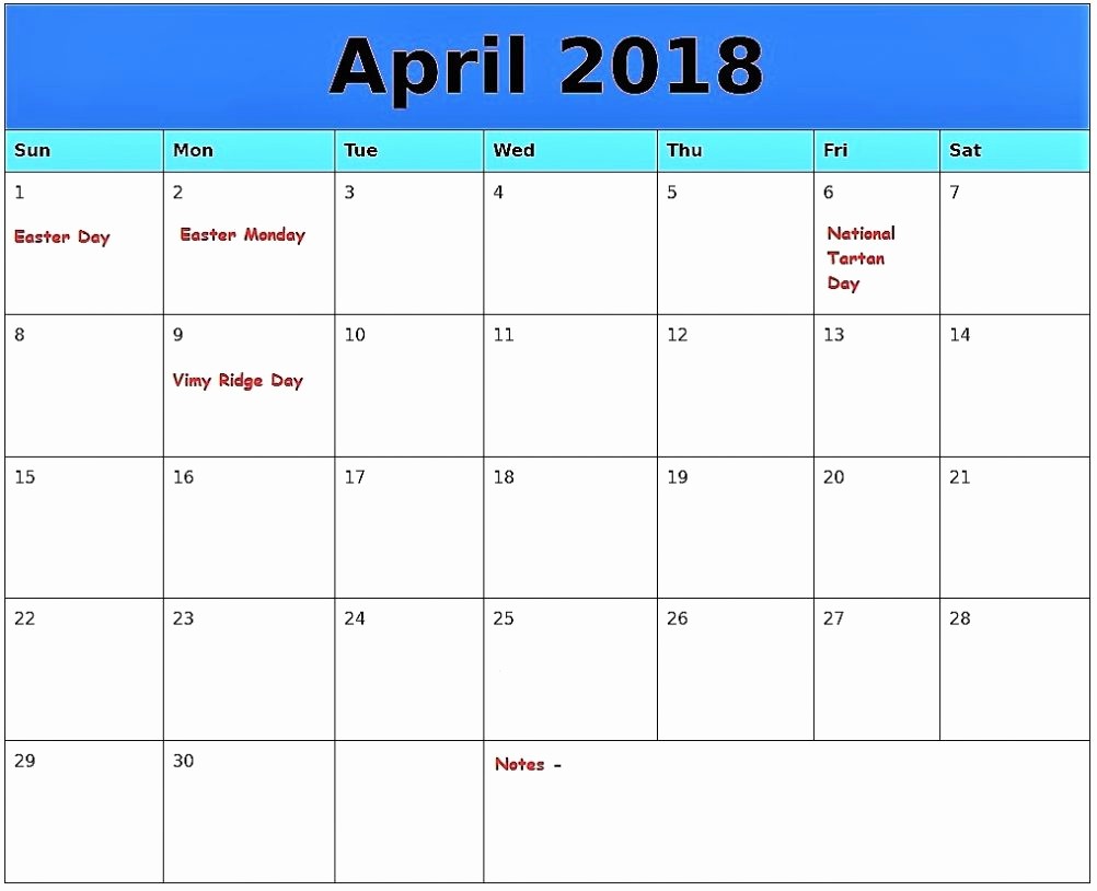 Calendar 2018 Printable with Holidays Lovely April 2018 Calendar with Holidays Printable