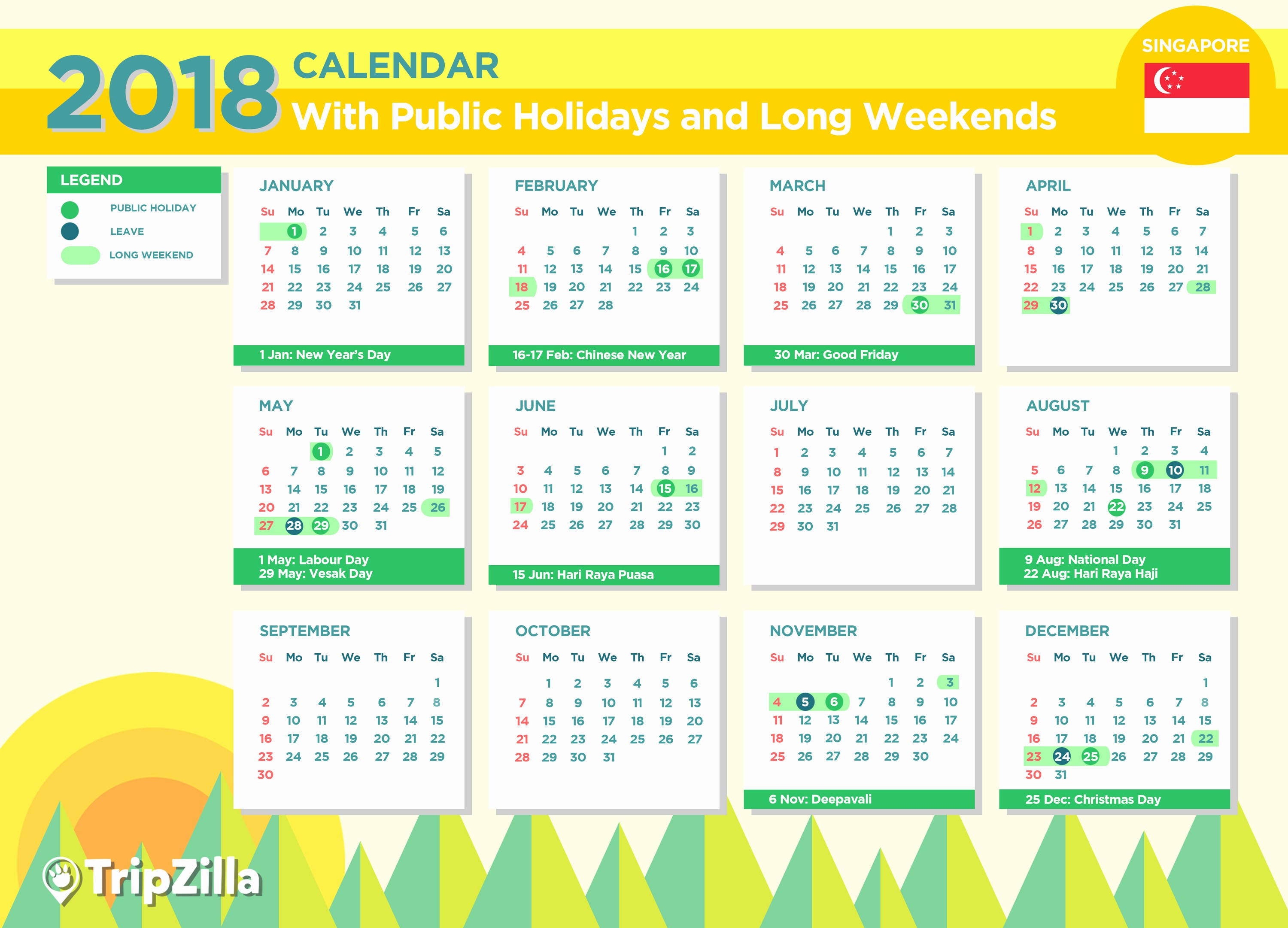 Calendar 2018 Printable with Holidays New Public Holidays 2018