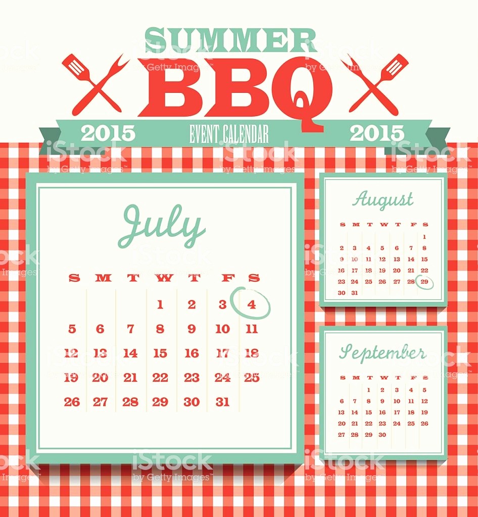 Calendar Of events Template 2015 Elegant Picnic event 2015 Calendar Design Template July Stock