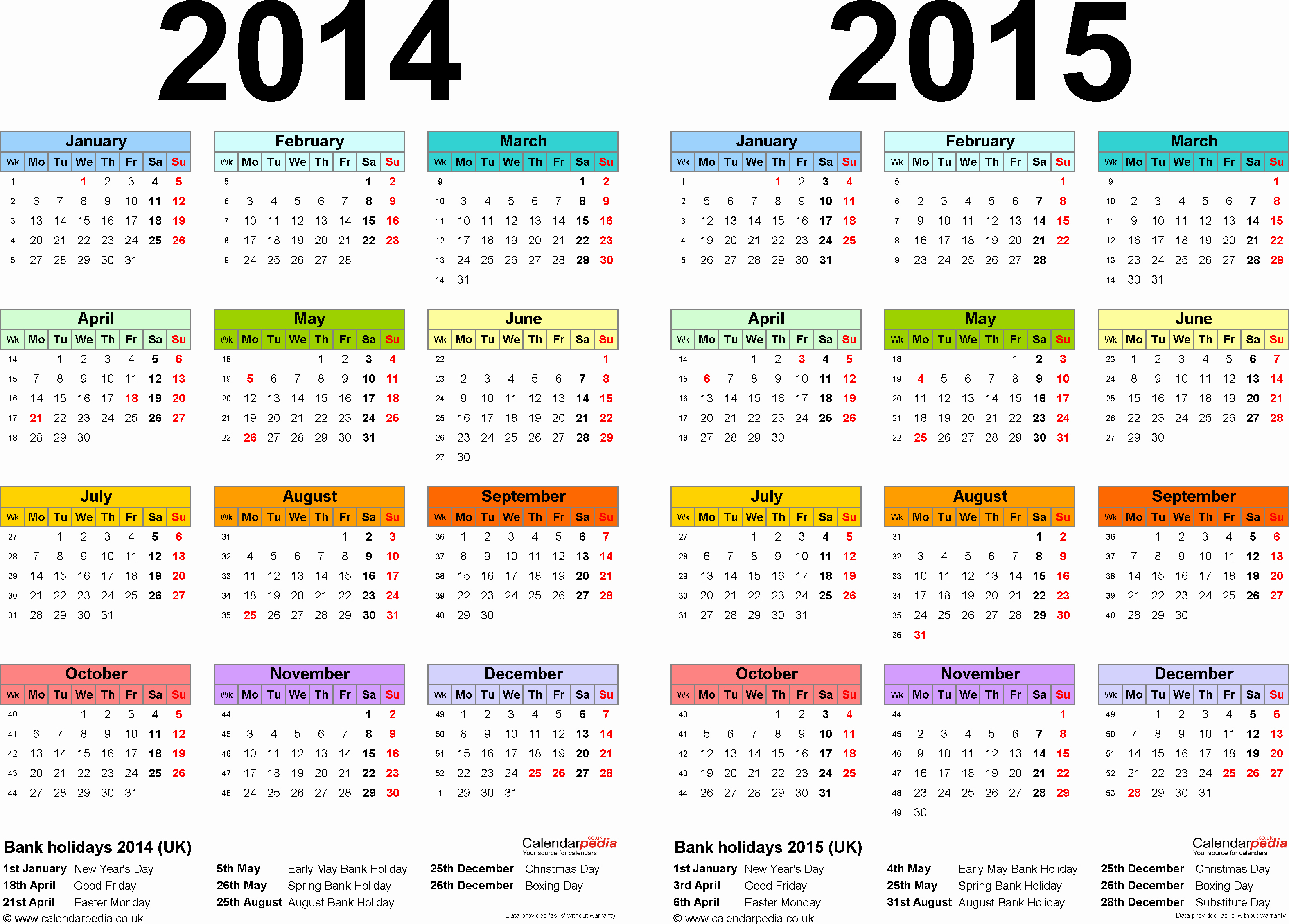 Calendar Of events Template 2015 Fresh Two Year Calendars for 2014 &amp; 2015 Uk for Pdf