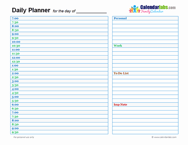 Calendar One Day Per Page Beautiful 2017 Family Day Planner Free Printable Templates