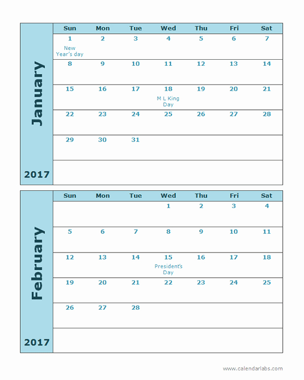 Calendar One Day Per Page Elegant Free Printable Calendar 2 Months Per Page