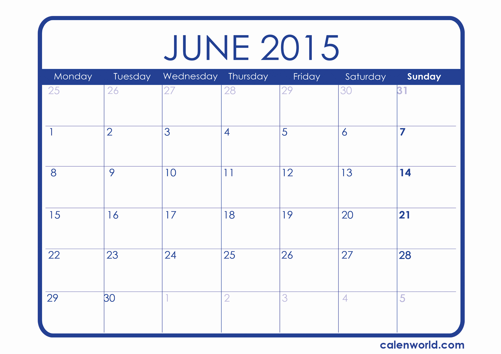 Calendar Template for June 2015 Awesome June 2015 Calendar