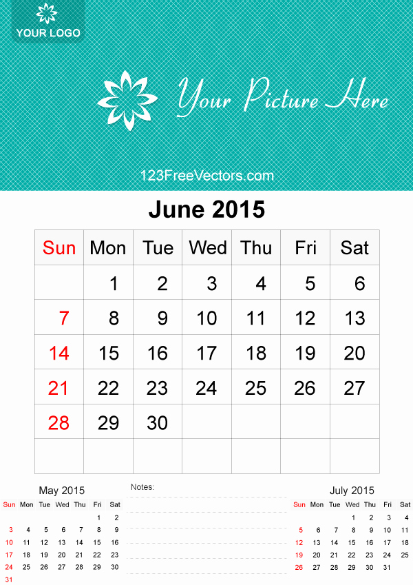 Calendar Template for June 2015 Beautiful June 2015 Calendar Template Vector Free