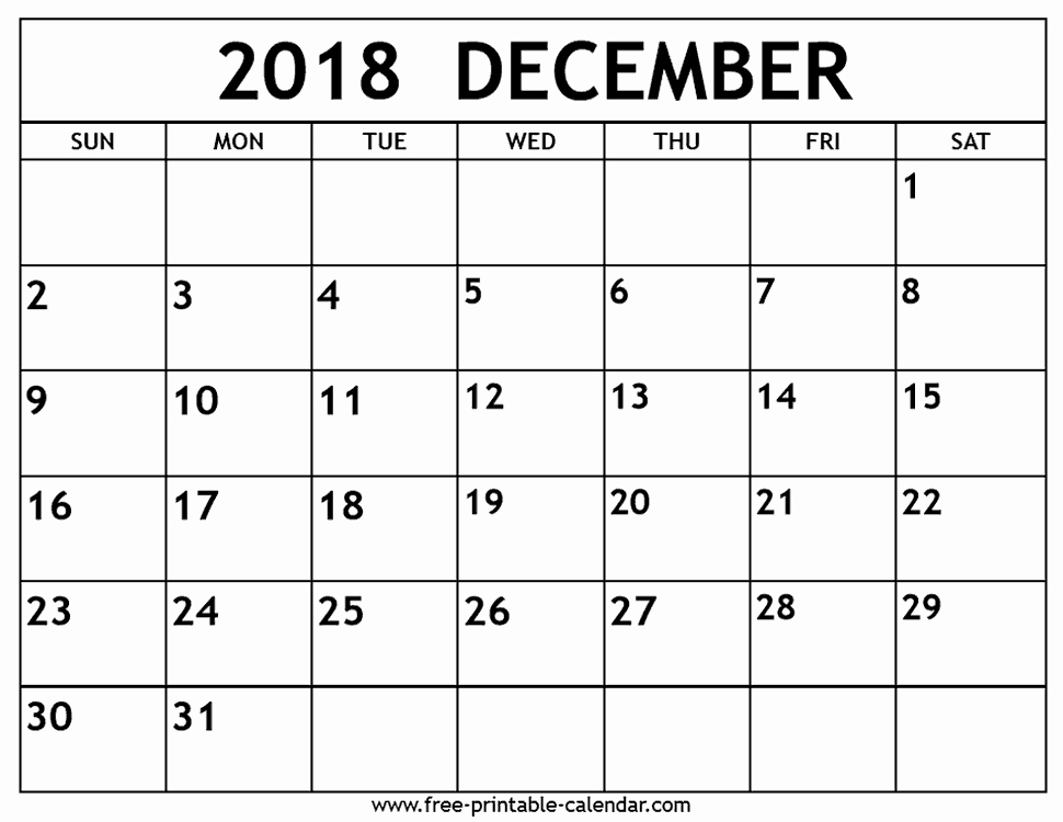 december 2018 printable calendar 1299