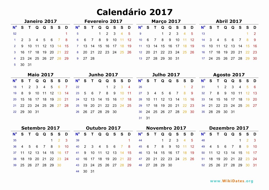 Calendario Anual 2017 Para Imprimir Best Of Calendário 2017