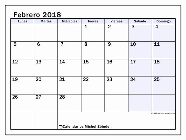Calendario Febrero 2018 Para Imprimir Beautiful Calendarios Febrero 2018 Ld Michel Zbinden Es