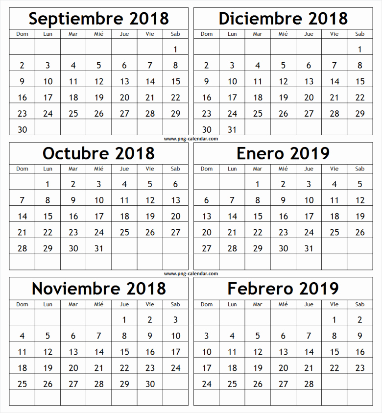 Calendario Febrero 2018 Para Imprimir Inspirational Septiembre 2018 A Febrero 2019 Para Imprimir