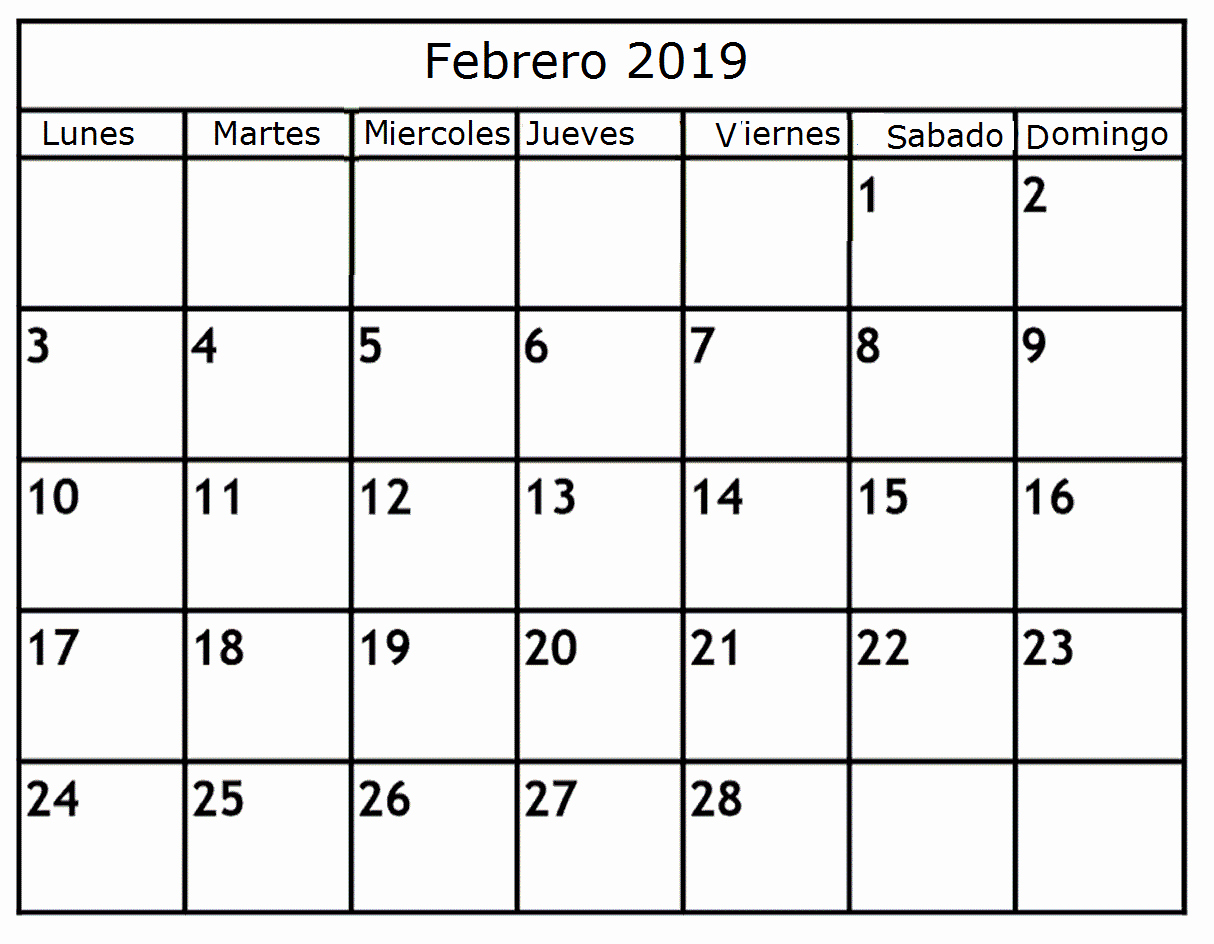 Calendario Febrero 2018 Para Imprimir New Calendario Febrero 2019 Para Imprimir Word – Best Reviews 2019