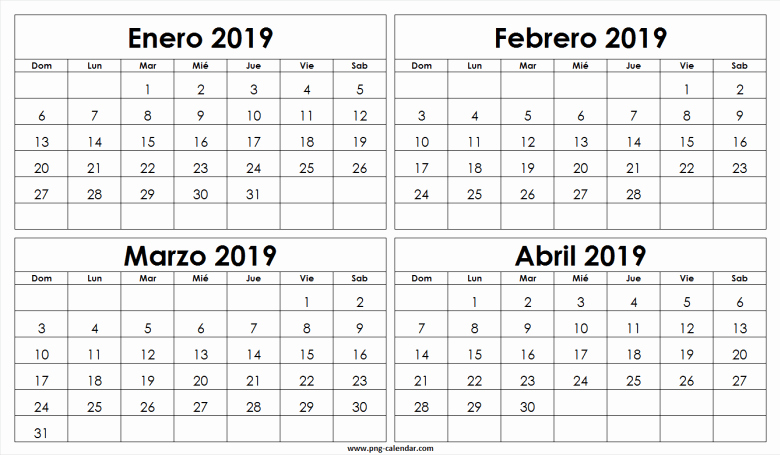 Calendario Febrero 2018 Para Imprimir Unique Calendario Enero Febrero Marzo Abril 2019 Para Imprimir