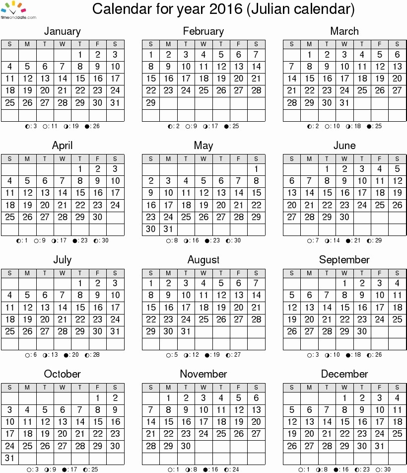 Calendario Juliano 2017 Para Imprimir Unique Calendario Juliano 2016 New Calendar Collection 2019