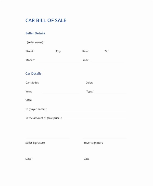 Car Bill Of Sales Template Lovely Bill Of Sale Template 44 Free Word Excel Pdf