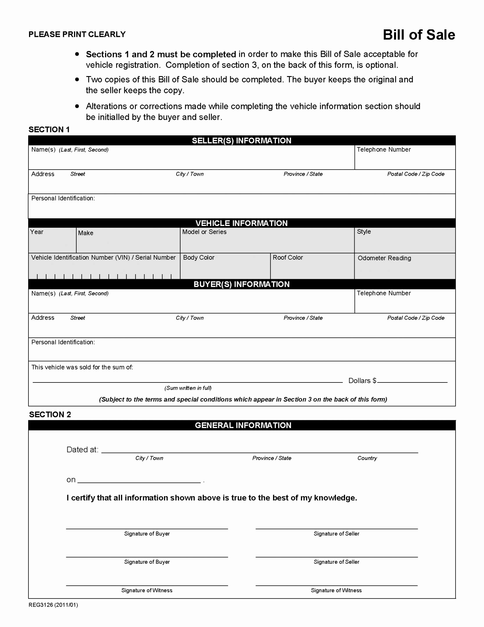 Car Bill Of Sales Template Unique Motor Vehicle Bill Of Sale Template form Printable