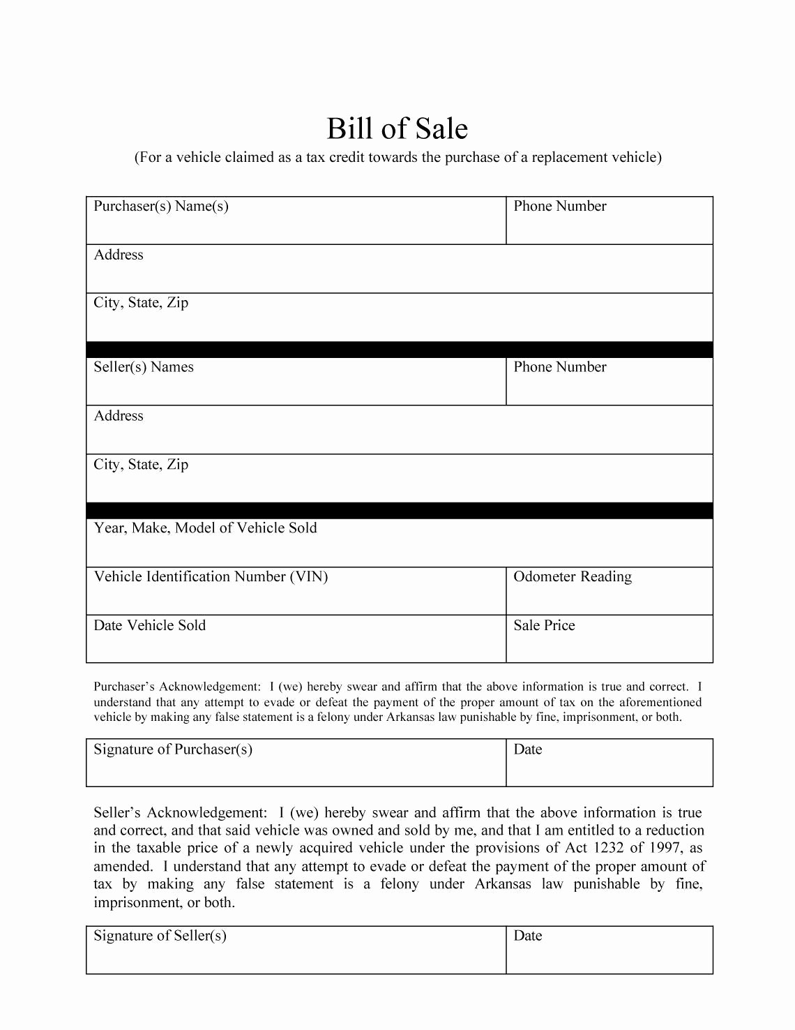 Car Bill Of Sell Template Fresh 46 Fee Printable Bill Of Sale Templates Car Boat Gun