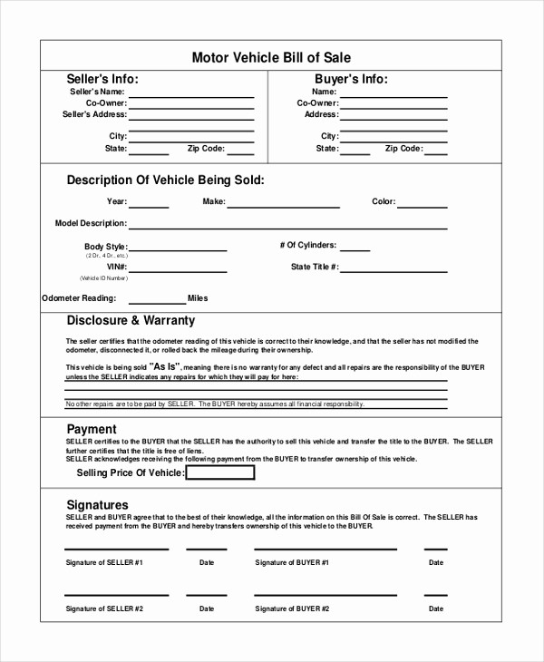 Car Bill Of Sell Template Luxury Vehicle Bill Of Sale Template 14 Free Word Pdf