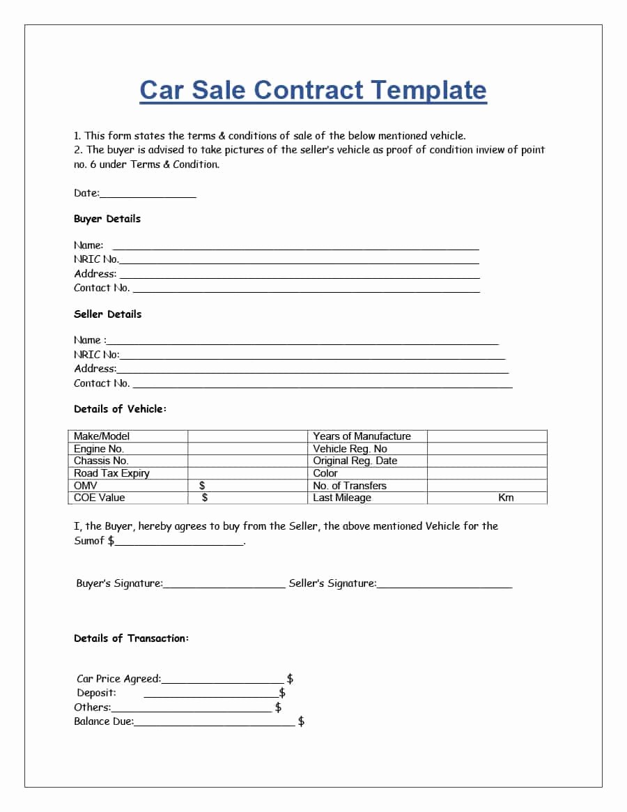Car Sale as is form Unique 42 Printable Vehicle Purchase Agreement Templates