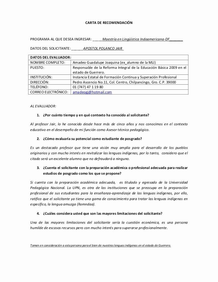 Carta De Recomendacion Para Universidad New Carta De Re Endacion