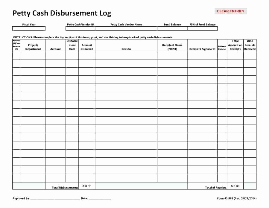 Cash Disbursement Journal Template Excel Awesome Petty Cash Log Template – Picks