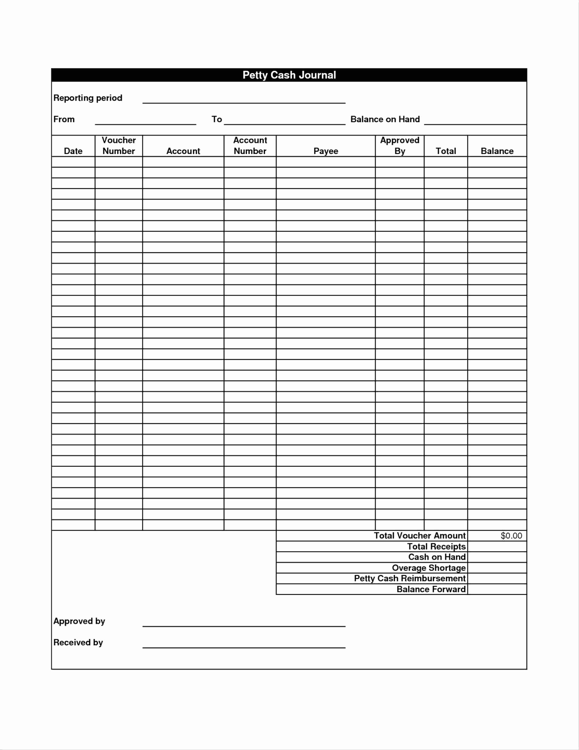 Cash Disbursement Journal Template Excel Best Of Petty Cash Disbursement form Template