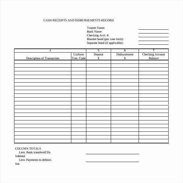Cash Disbursement Journal Template Excel Elegant Receipts and Disbursements Template Cash Receipt Journal