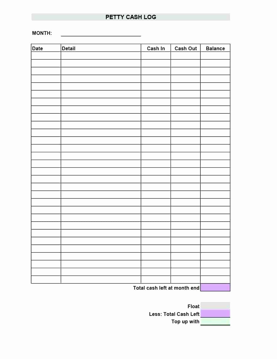 Cash In Cash Out Template Awesome Template Cash Log Template