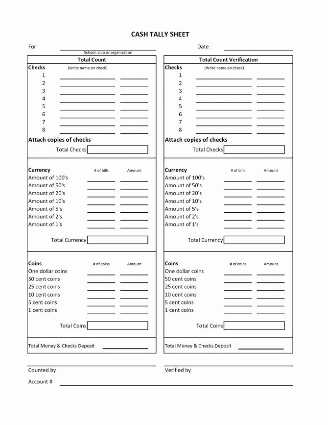 Cash In Cash Out Template Best Of Cash Drawer Tally Sheet Template