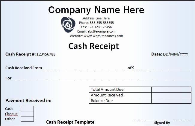 Cash Receipt format In Excel Beautiful Cash Receipt Template
