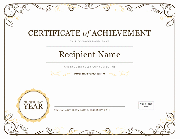 Certificate Of Accomplishment Template Free Elegant 26 Achievement Certificates for 2018