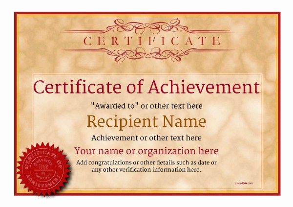 Certificate Of Achievement Free Template Inspirational Certificate Of Achievement Free Templates Easy to Use