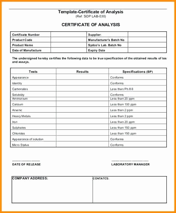 Certificate Of Analysis Template Excel Luxury Job Analysis Template Free Word Excel Documents Download