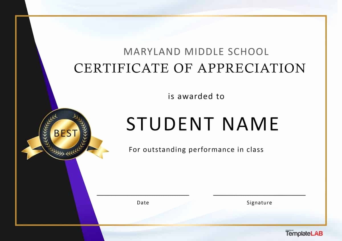 Certificate Of Appreciation for Students Lovely 30 Free Certificate Of Appreciation Templates and Letters