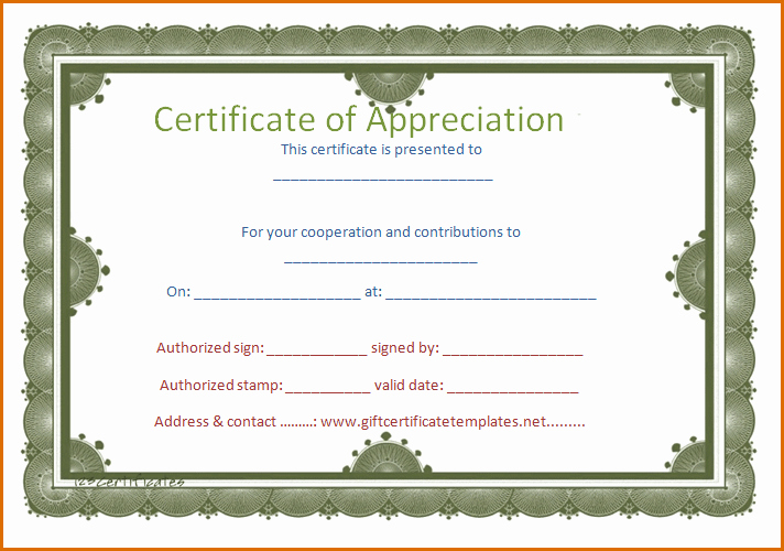 Certificate Of Appreciation Word Template Awesome 5 Certificate Of Appreciation Template Word
