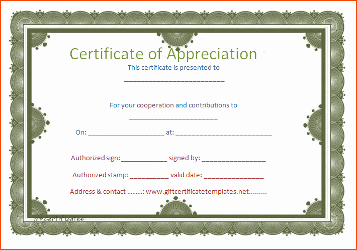 Certificate Of Appreciation Word Template Elegant 8 Certificate Of Appreciation Template Bookletemplate