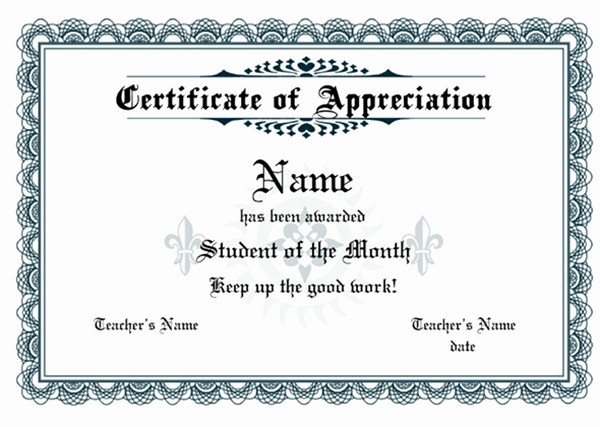 Certificate Of Appreciation Word Template New Certificate Of Appreciation Templates