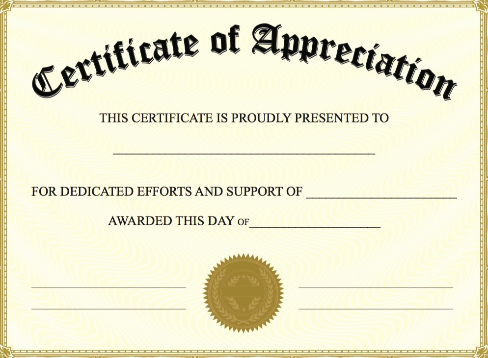 Certificate Of Appreciation Word Template Unique Certificate Appreciation Template Word Doc