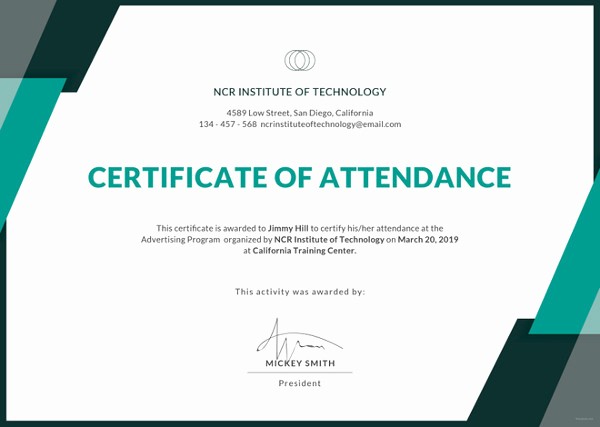 Certificate Of attendance Template Word Inspirational 21 attendance Certificate Templates Doc Pdf Psd